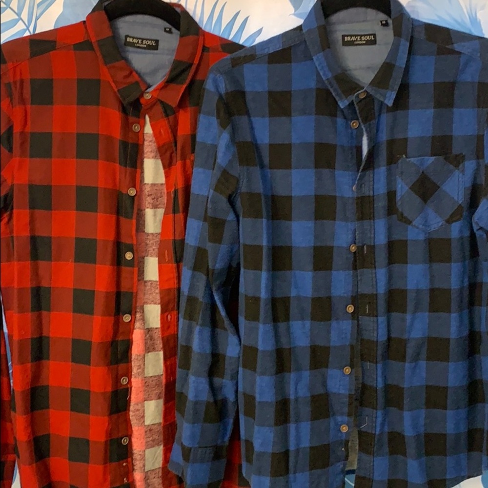 Lot of 2 Men’s M Brave Soul London Flannel LS